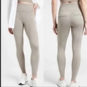 NWOT Athleta Delancey Herringbone Tight Leggings Women's Size Sm Beige Tan